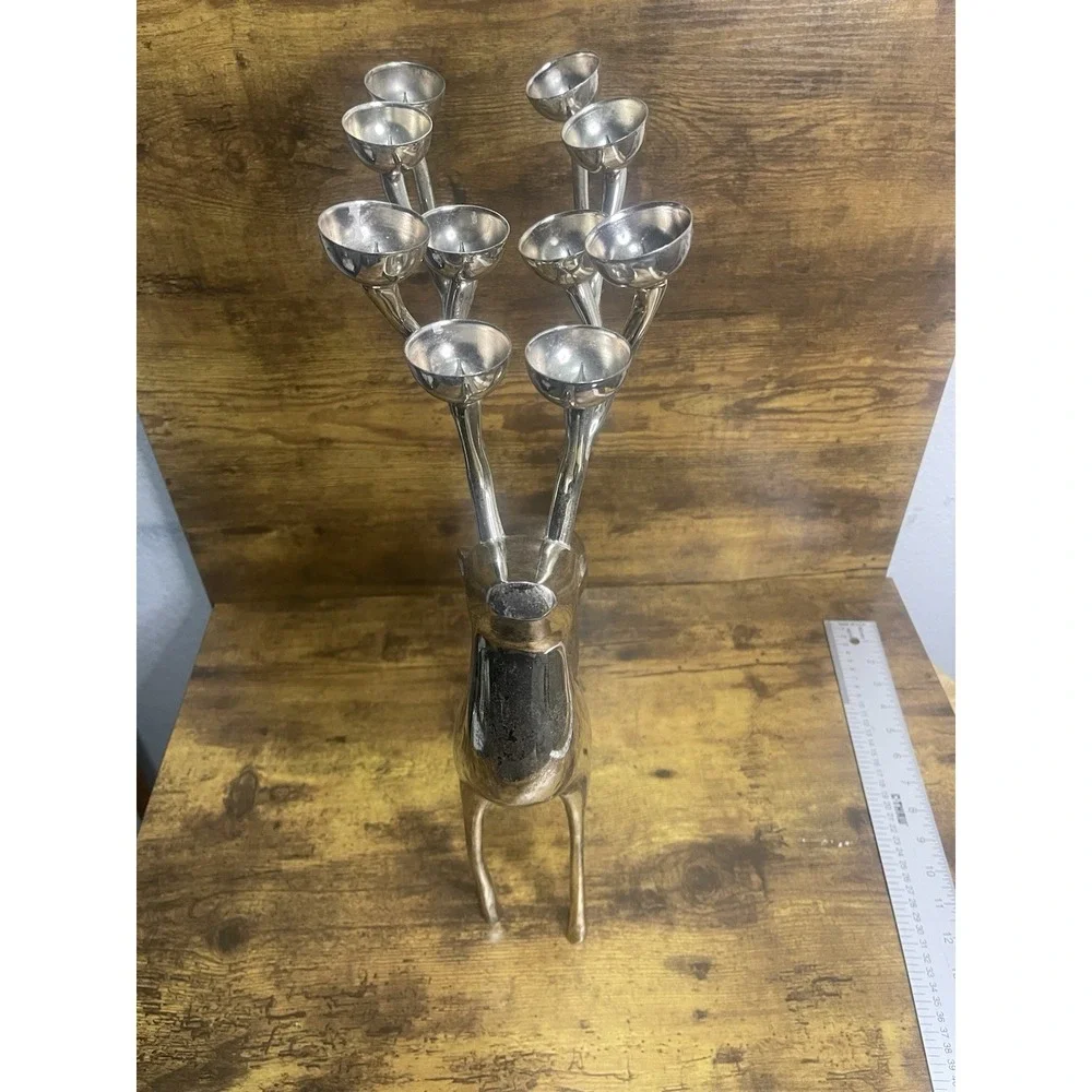 Pottery Barn Williams Sonoma Silver-Plated Reindeer Candelabra 1997 10-Cup 20